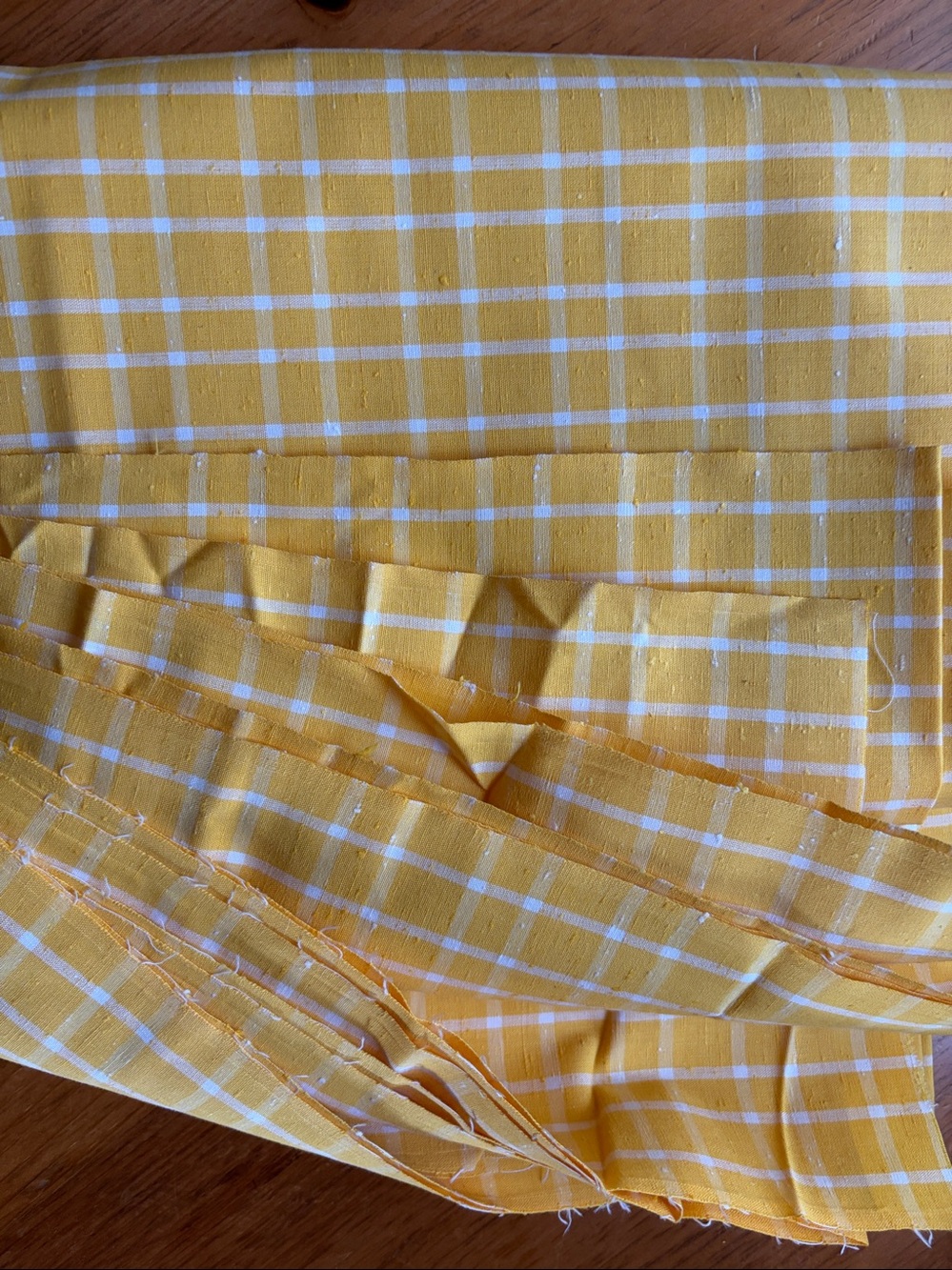 Fabric, 44” W x 145” L, Yellow Plaid, Linen-Look Fabric